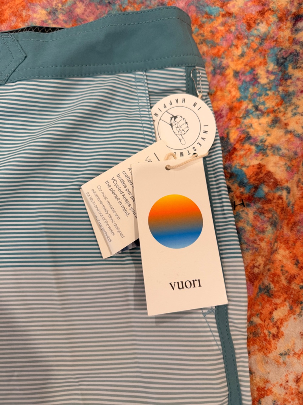 Vuori Men’s Board Shorts Size 30 Blue Striped Swim Trunks Surf Beach NWT - Picture 2 of 3